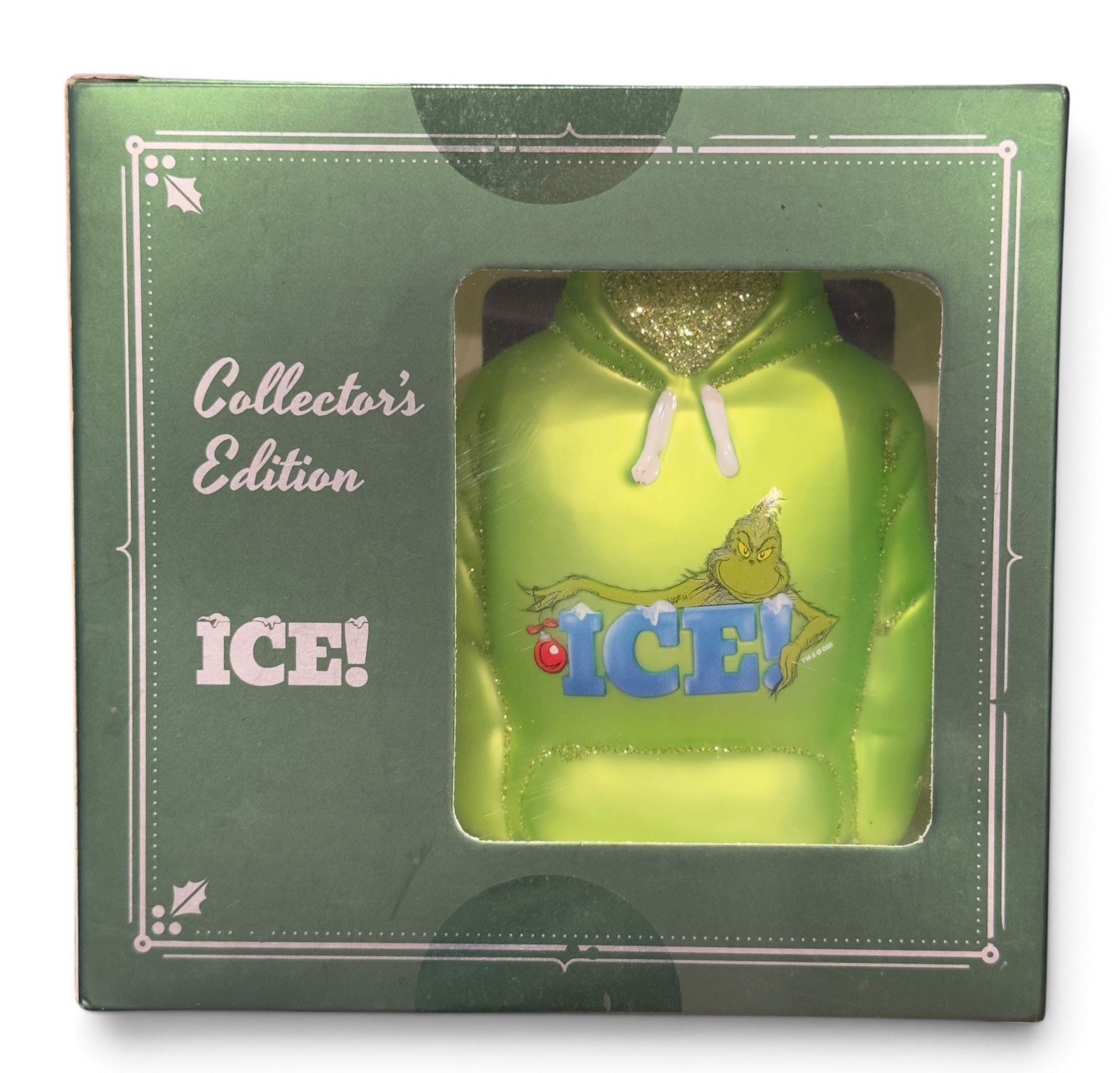Dr Seuss The Grinch Collectors Edition Green Sweatshirt Ornament Htf