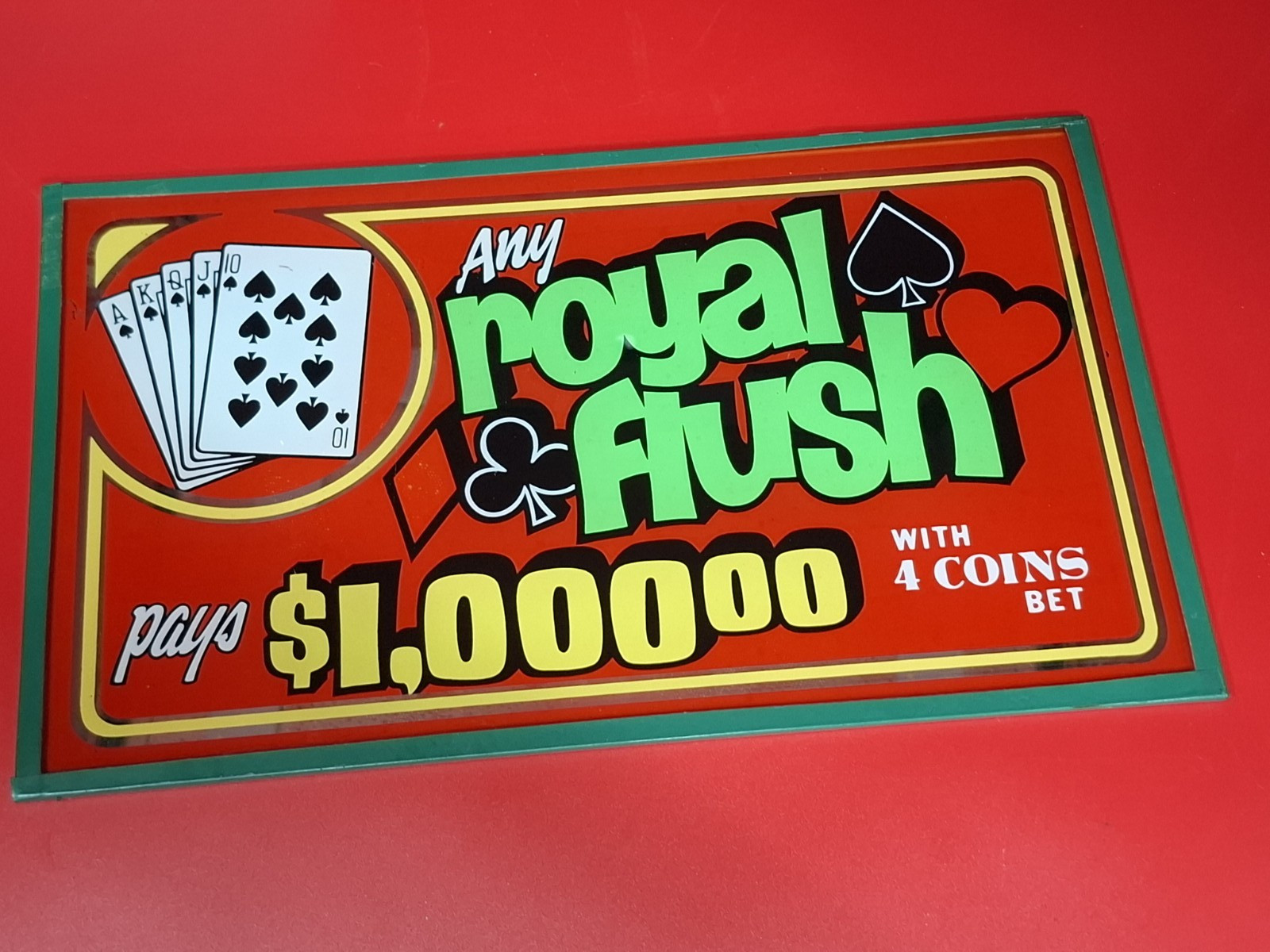 Vintage ROYAL FLUSH Slot Machine Glass Panel Wall Art Light Box Man Cave CEI