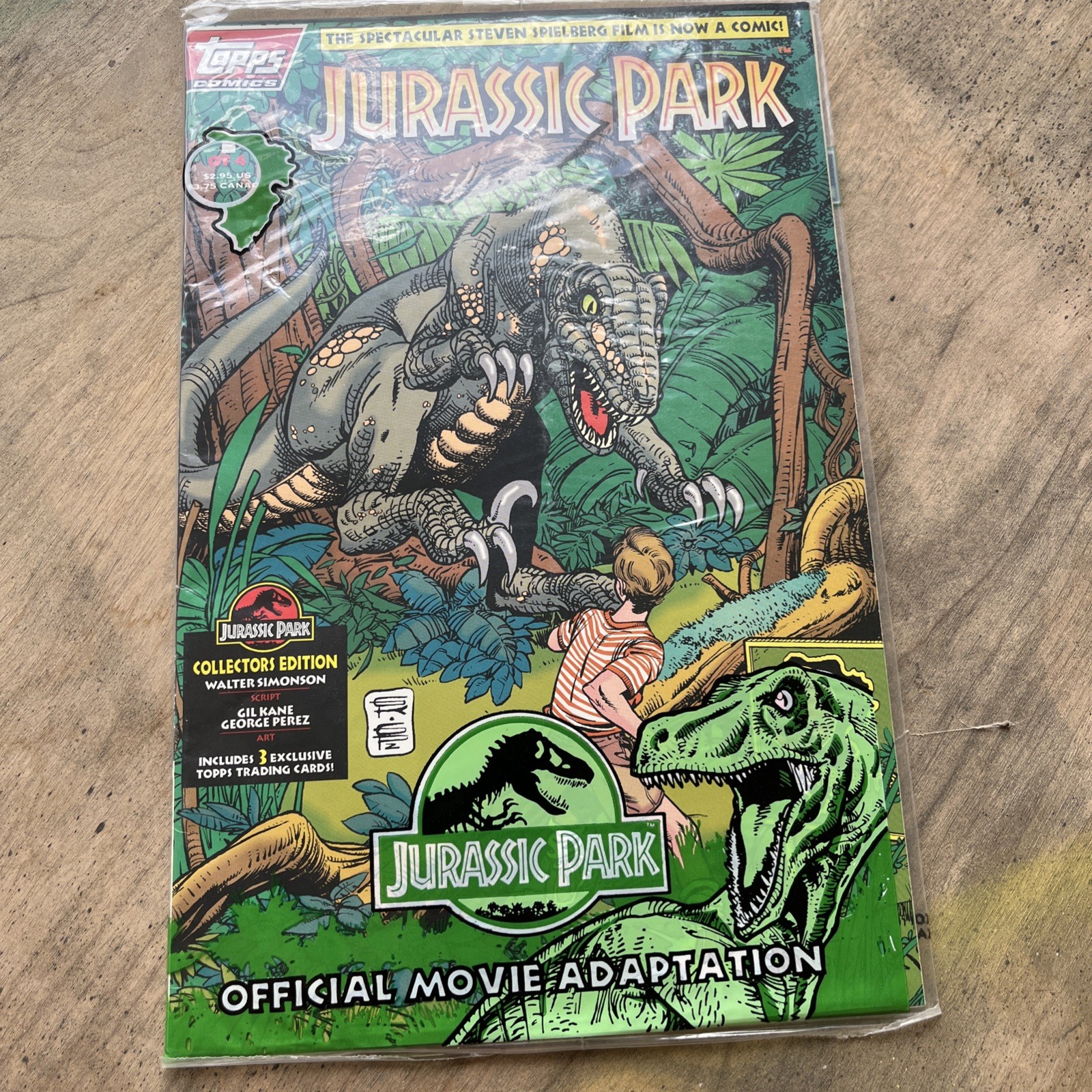 Sealed 1993 Topps Comics Jurassic Park #1 w/ 3 Trading Cards W. Simonson G. Kane
