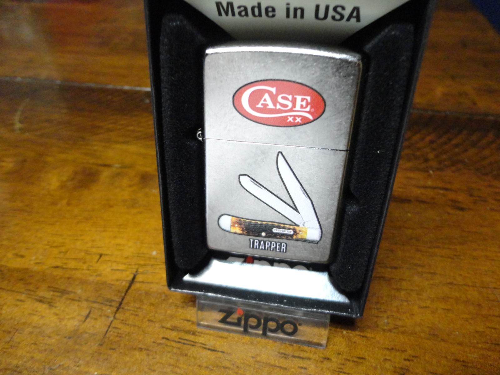 CASE XX TRAPPER KNIFE ZIPPO LIGHTER MINT IN BOX