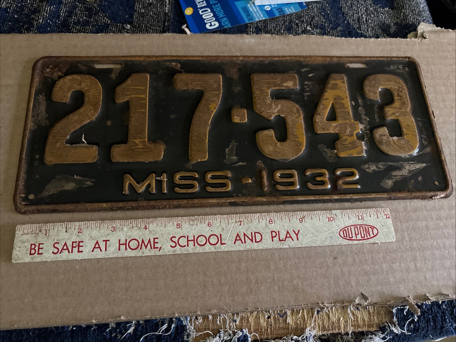 License Plate Vintage Mississippi Miss 1932 217 543 Rustic