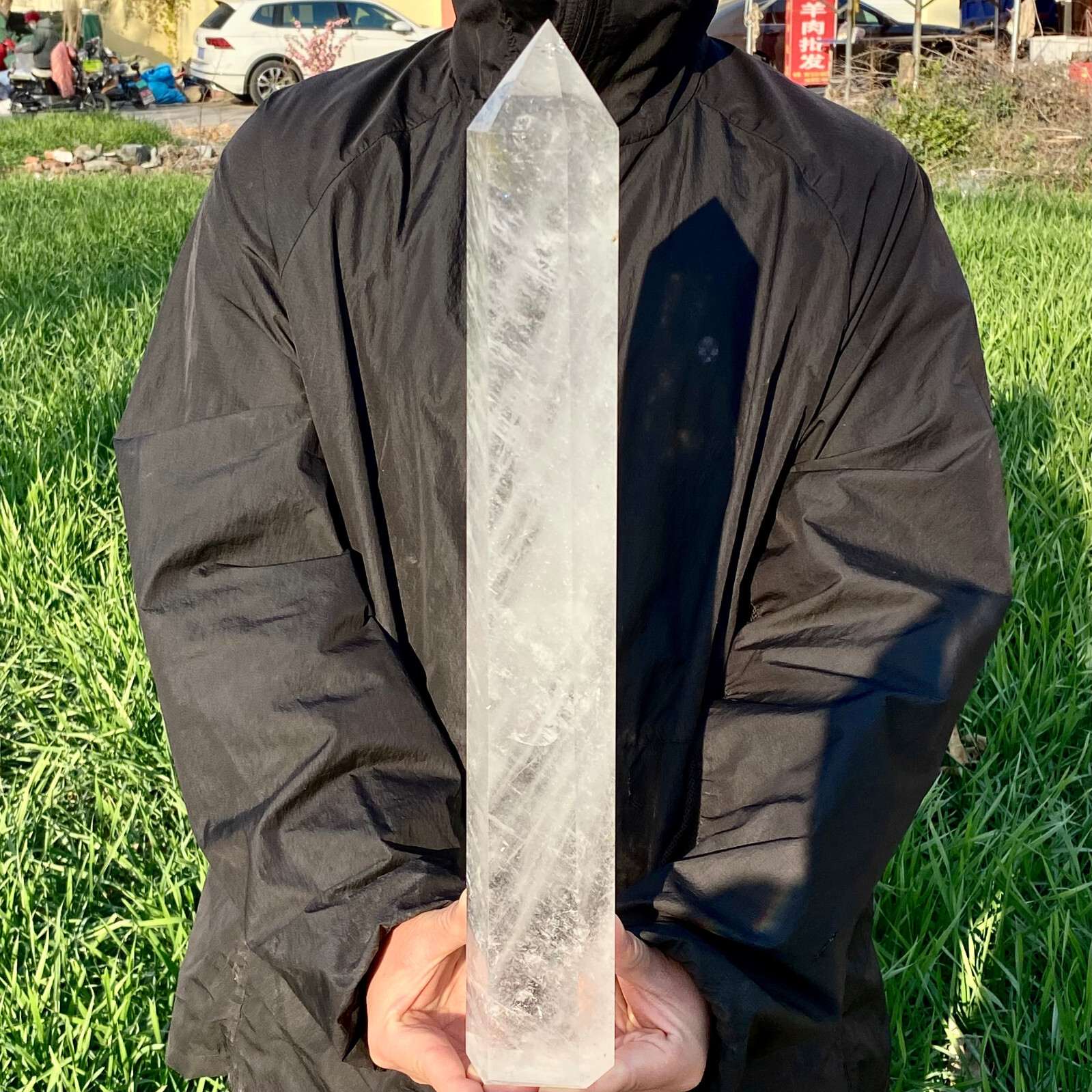 7.62LB Large Natural Clear Quartz Obelisk Crystal Energy Tower Point Reiki Heali