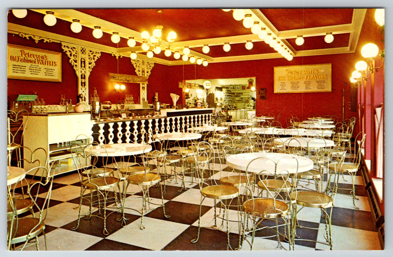 c1960s Peterson's Gay Nineties Ice Cream Parlor Wilmington DE Vintage Postcard