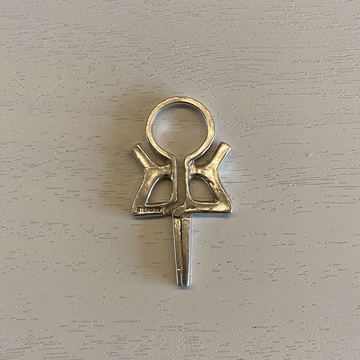 Vtg Ankh Handmade Silver 60's Hippie 70s Disco Roach Clip Cigarette Holder sty4S