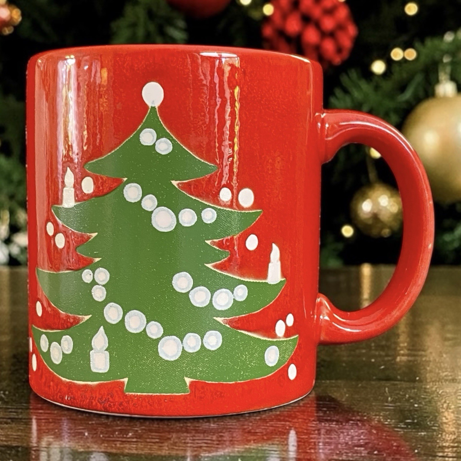 Vintage Waechtersbach Christmas Tree Mug Red Germany Coffee Cup 12oz Excellent