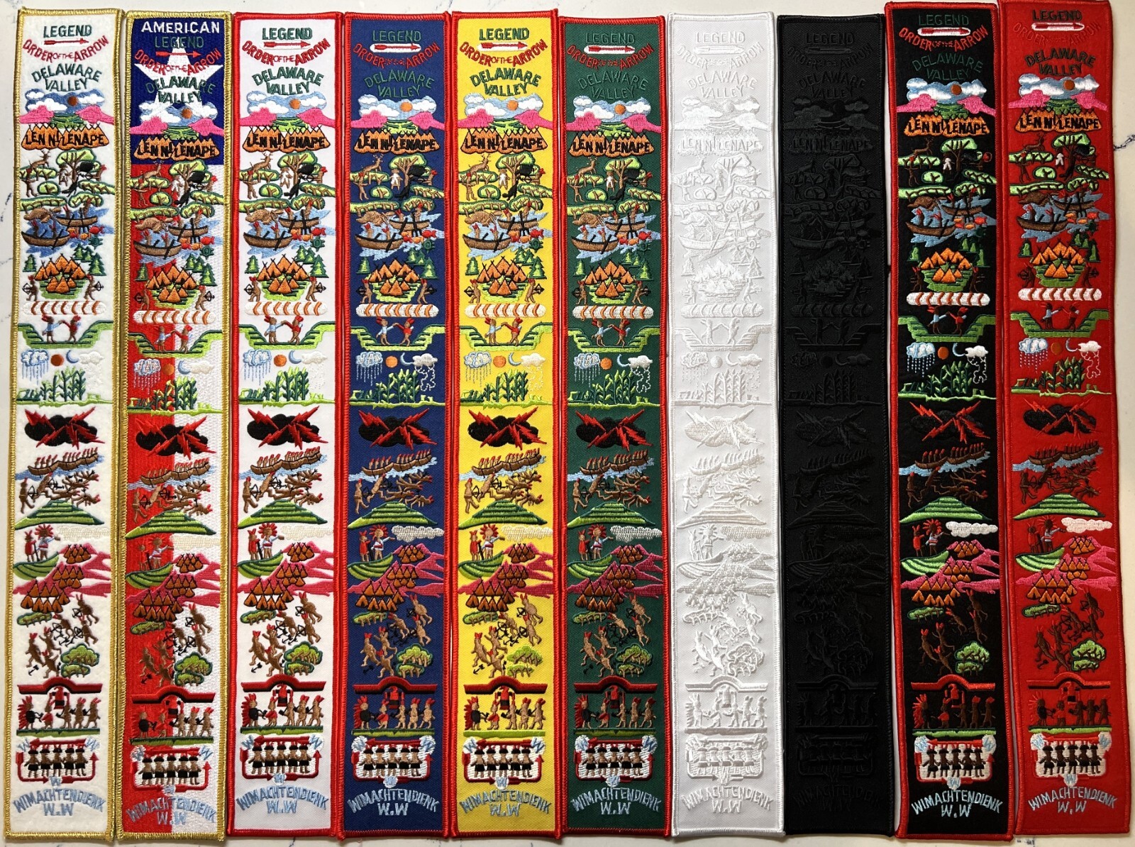 Order of the Arrow Legend Strip Set of 10 Patches - Boy Scouts of America OA