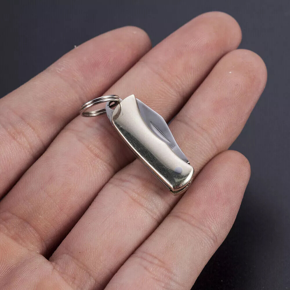 Small Keychain Blade Mini Stainless Steel Folding Pocket Knife Outdoor Survival