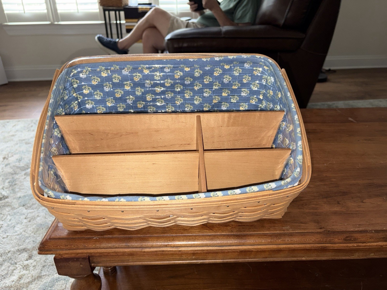 Longaberger Large Desktop Organizer Basket Combo Liner & Protector Dividers