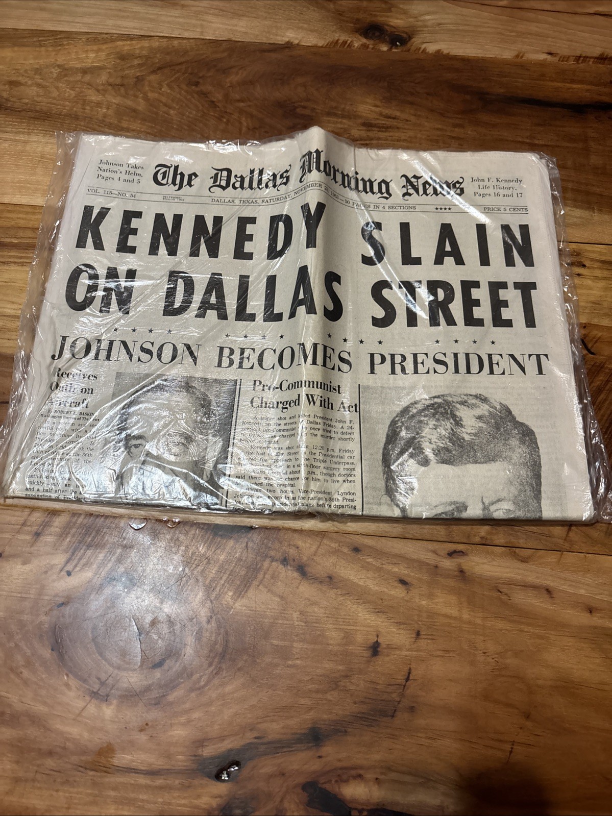The Dallas Morning News Kennedy Slain On Dallas Street Reprint