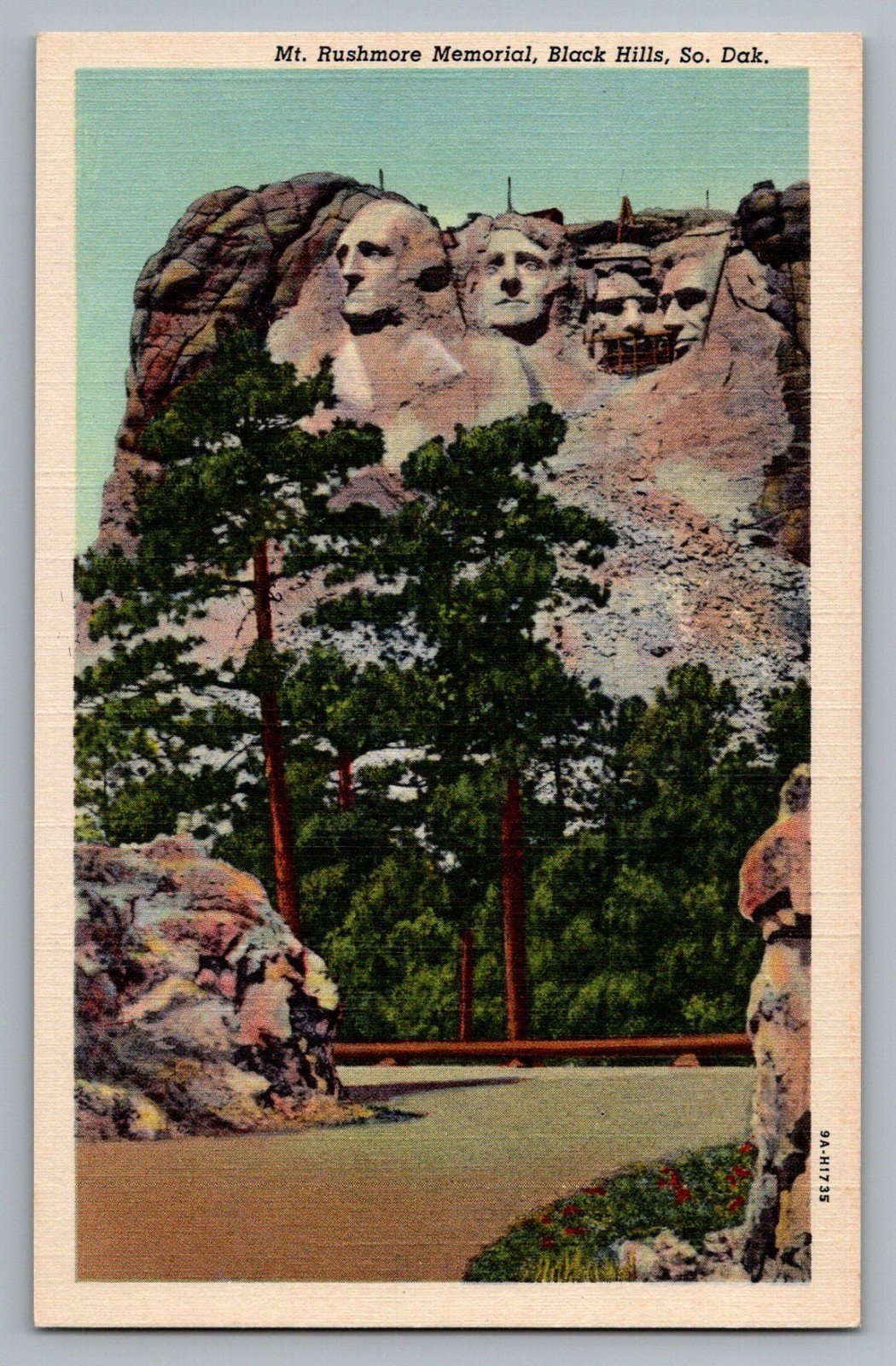 Mt Rushmore Black Hills South Dakota Curt Teich Linen Postcard 1939