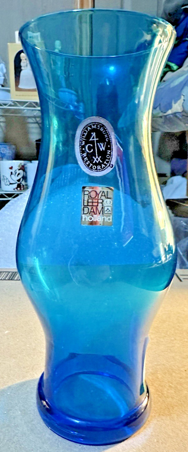 Royal Leerdam Williamsburg Blue Glass Lamp/Lantern Globe
