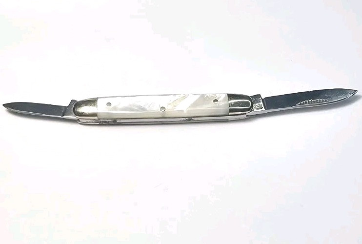 Bulldog Brand Germany Folding Pen Mother Of Pearl Pocket Knife Has Damage