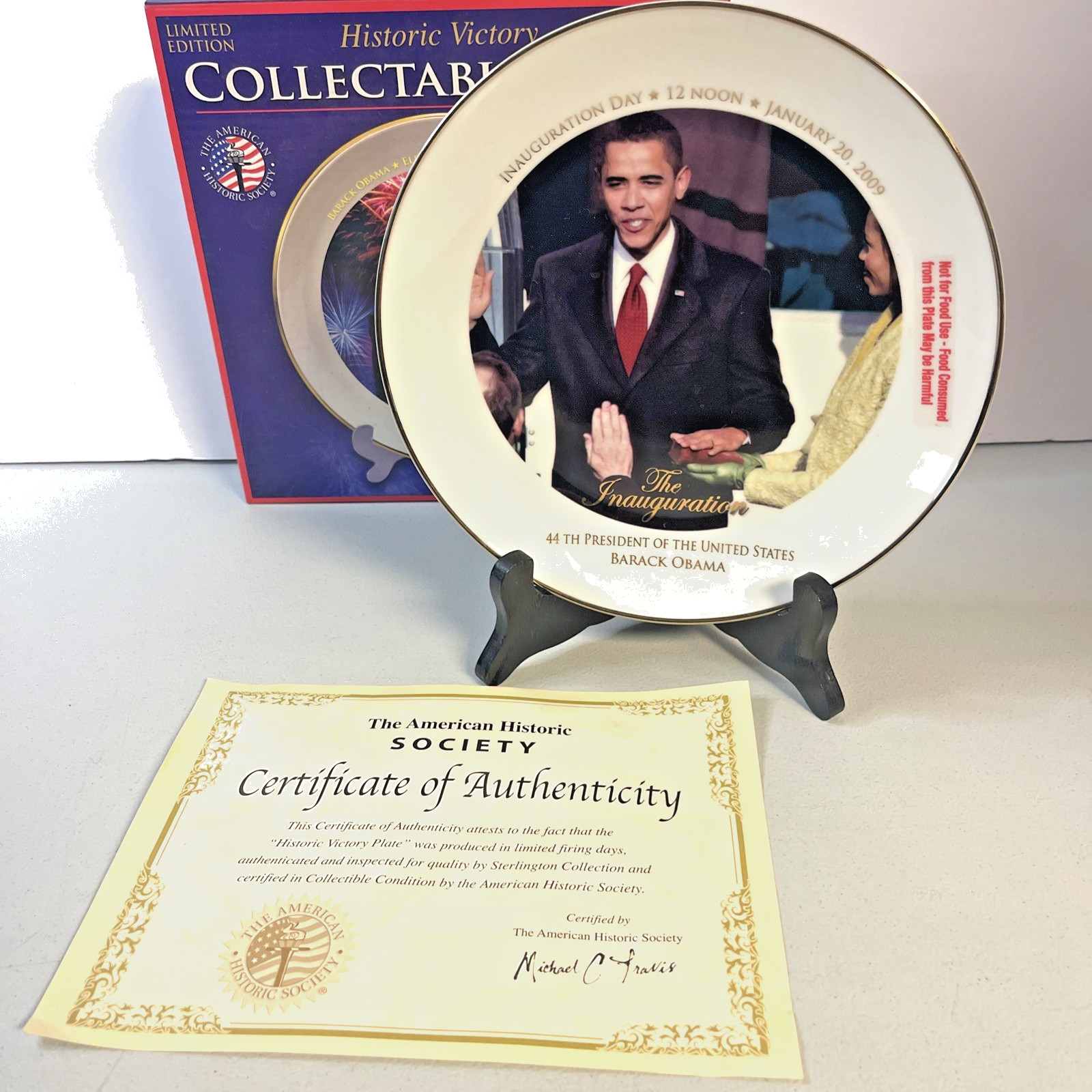 2009 President Barack Obama Historic Victory Commemorative Plate W/ COA