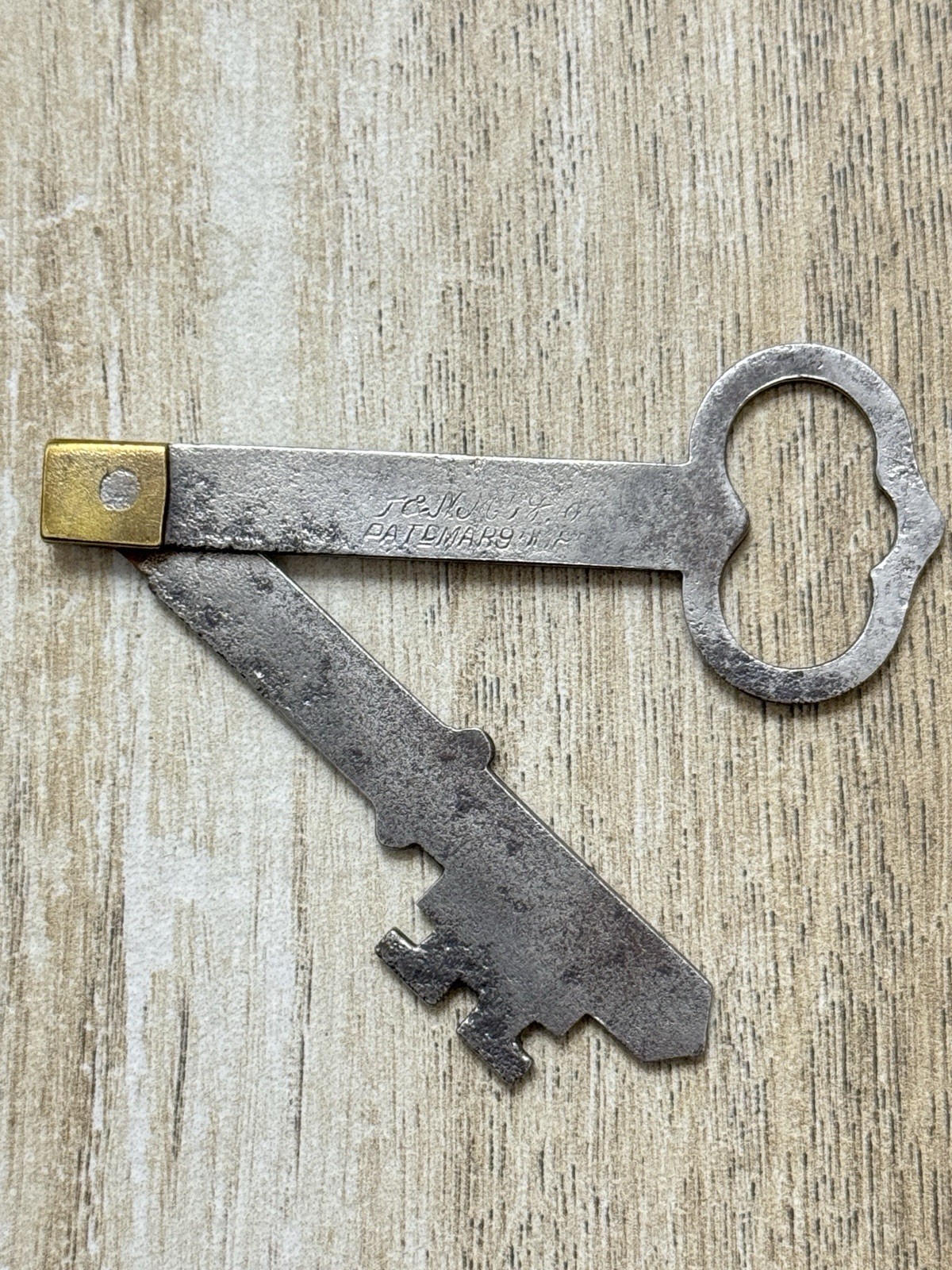 Vintage Antique Unique Folding Flat Lock Key 1800’s