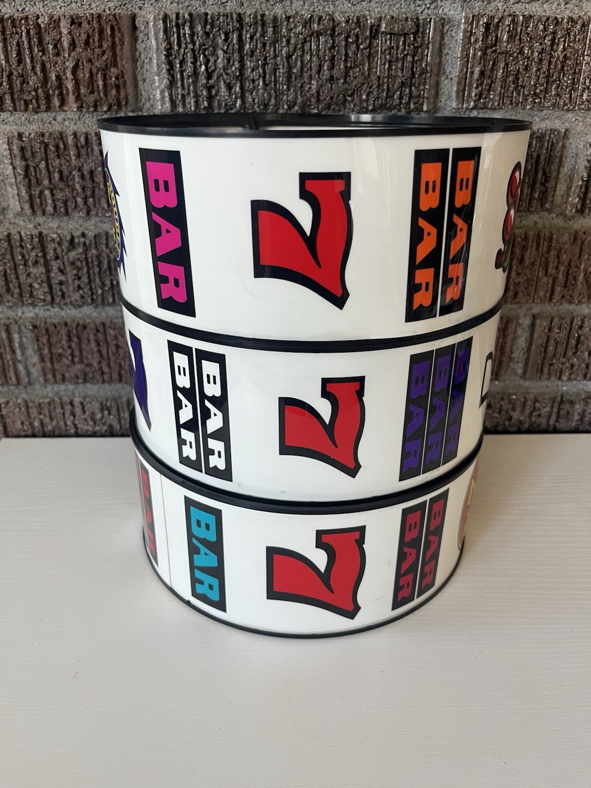 Vintage 3 Reel Slot Reels From Vegas Reveria w Double Jackpot haywire Strips