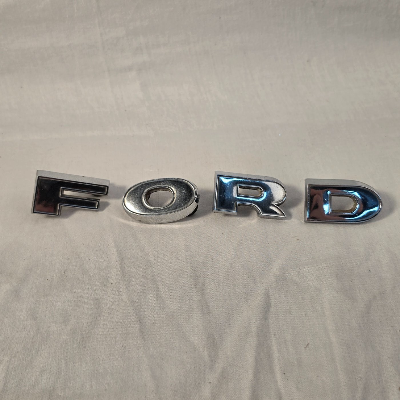 1964 Ford F100 Truck Hood Grille Letters Emblem Set OEM F-O-R-D Vintage Chrome