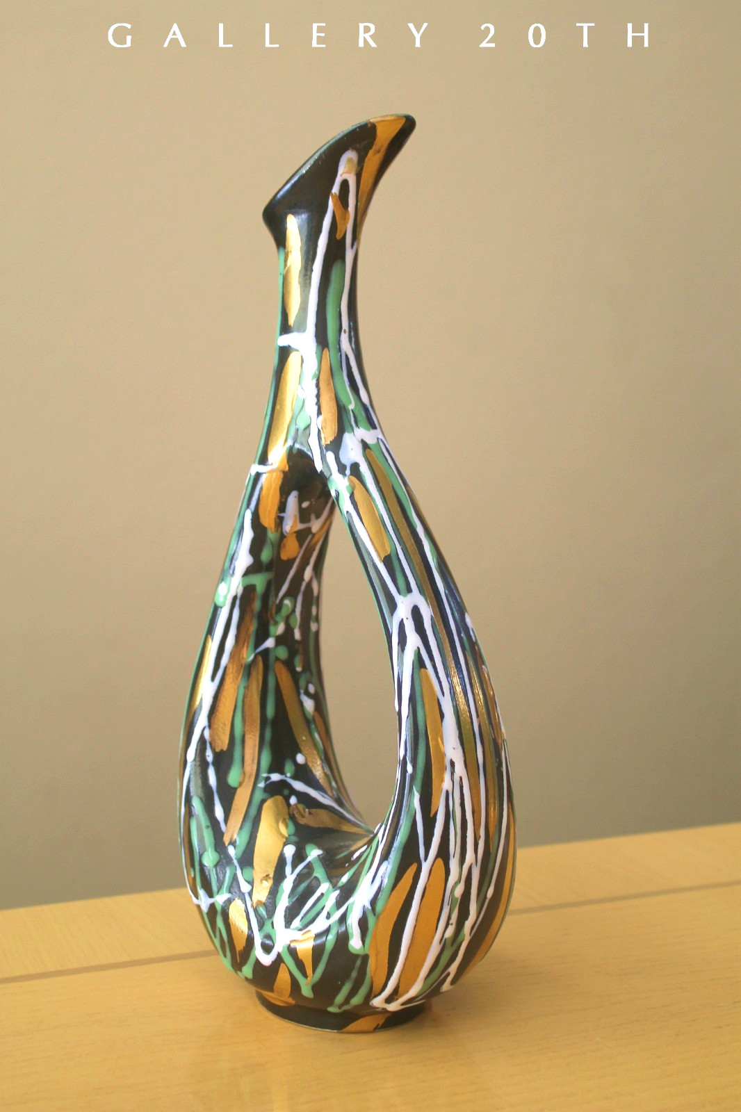 WOW MID CENTURY ITALIAN BIOMORPHIC DRIP VASE POTTERY 50\'S ABSTRACT ART VTG MCM
