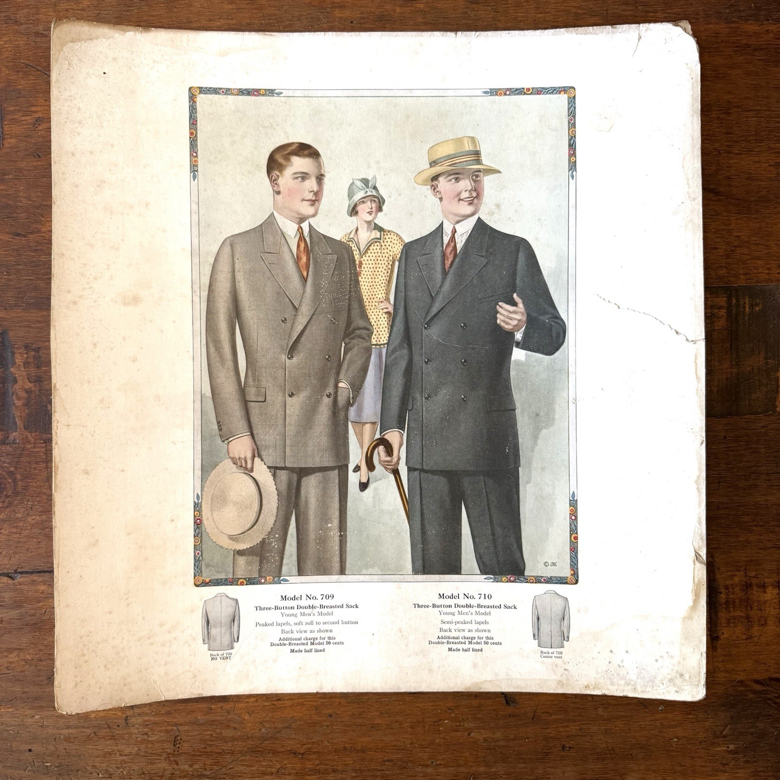 Antique Guaranteed All Wool Tailored Suits Fabric Swatch Sample Page