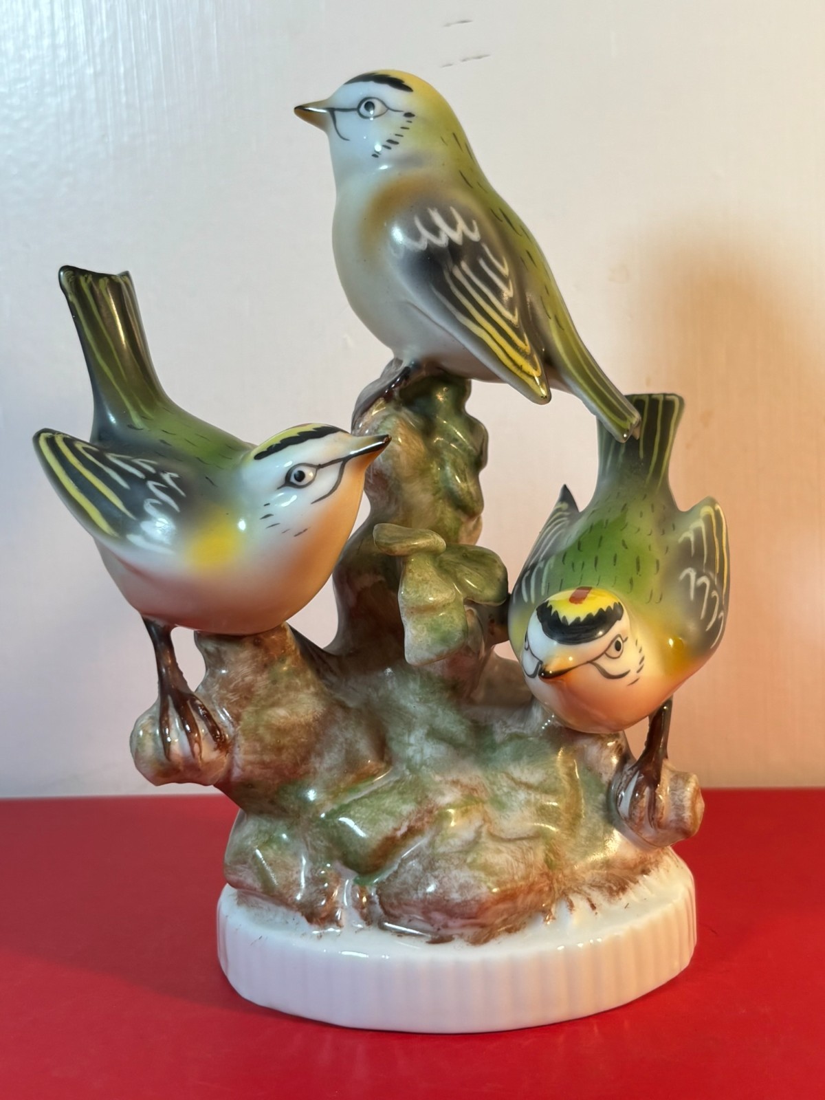 Vintage Gerold Porzellan Figurine 3 birds Handpainted Bavaria, Western Germany