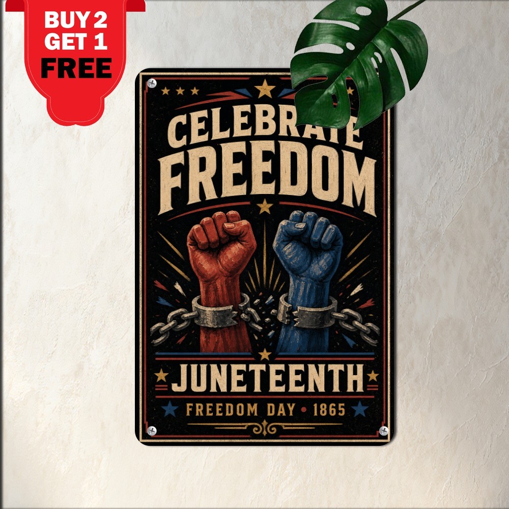 Juneteenth Freedom Day Oil Painting Art 8x12 Black Heritage Metal Tin Plaque