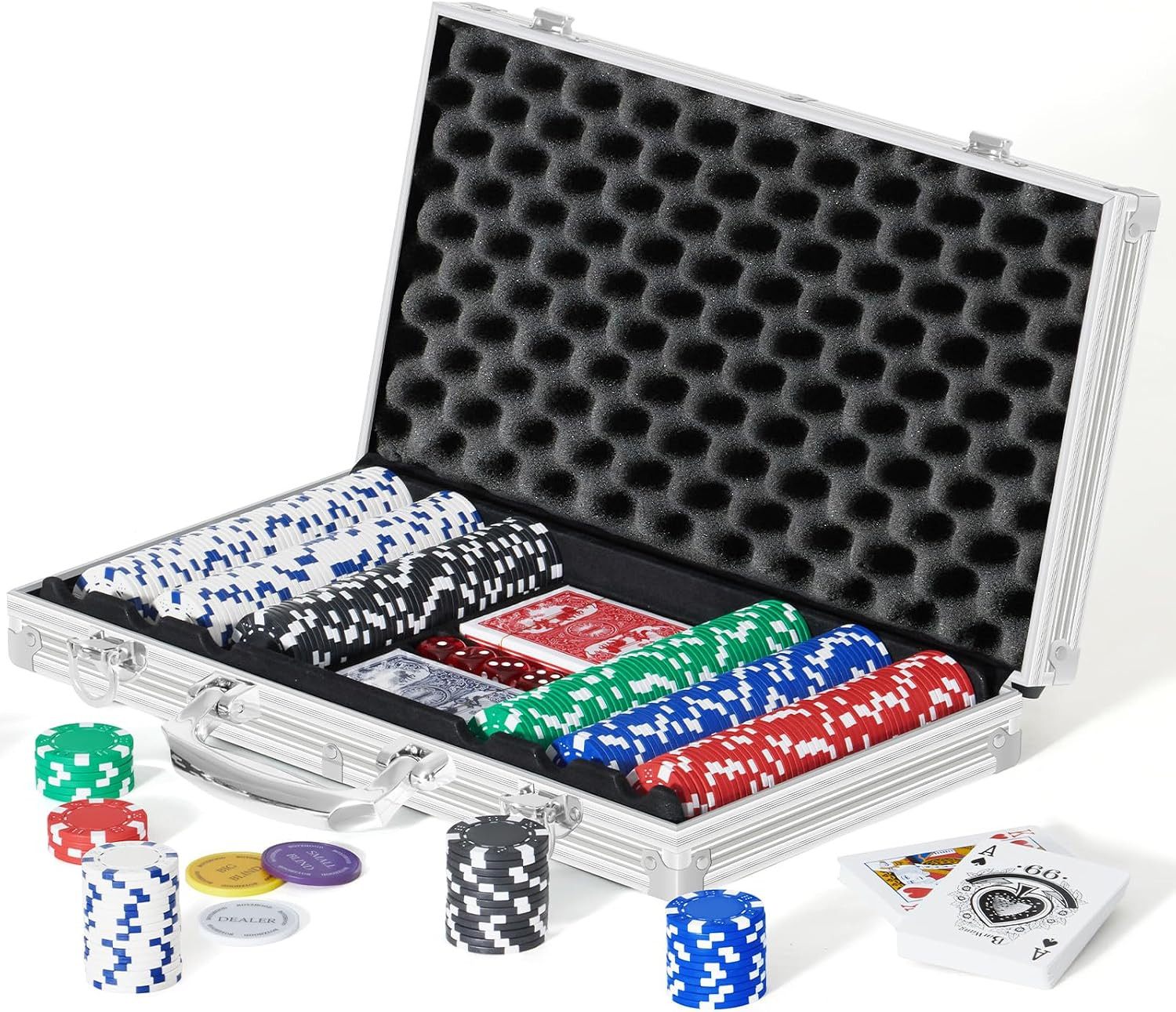 Boyzhood Poker Chips,300 Pcs Poker Set with Aluminum Travel Case,11.5 Gram Poker Boyzhood Poker Chips,300 Pcs Poker Set with Aluminum Travel Case,11.5 Gram Poker