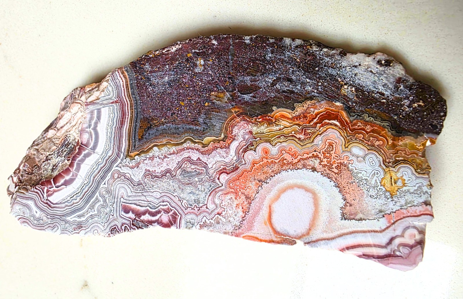 Flower of the Peach Lace agate 4.15 oz   banding pattern eyes Self Standing
