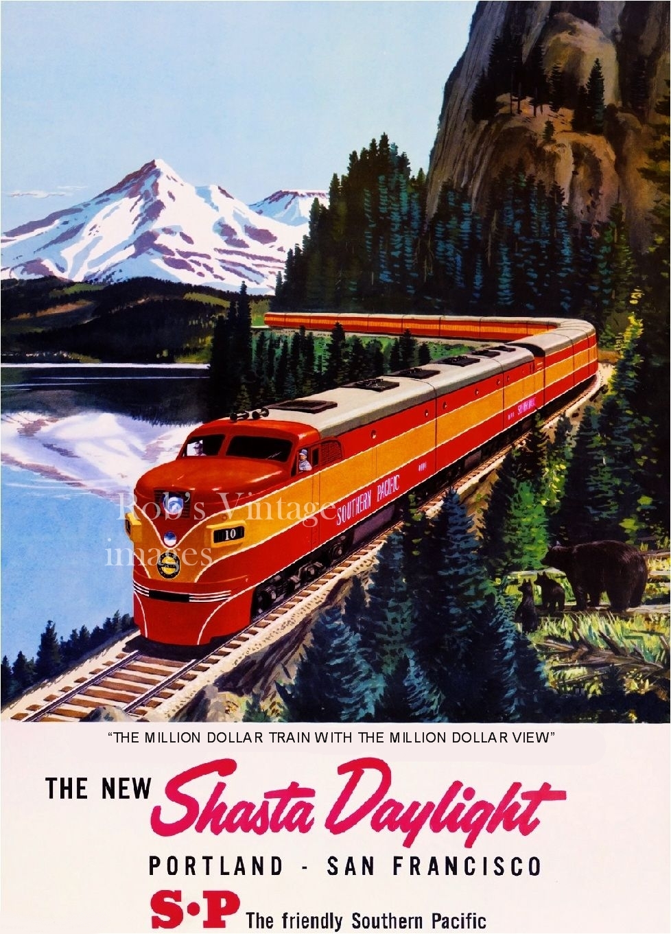 Southern Pacific Railroad Shasta Daylight AD Poster SP Portland  Train 8x11