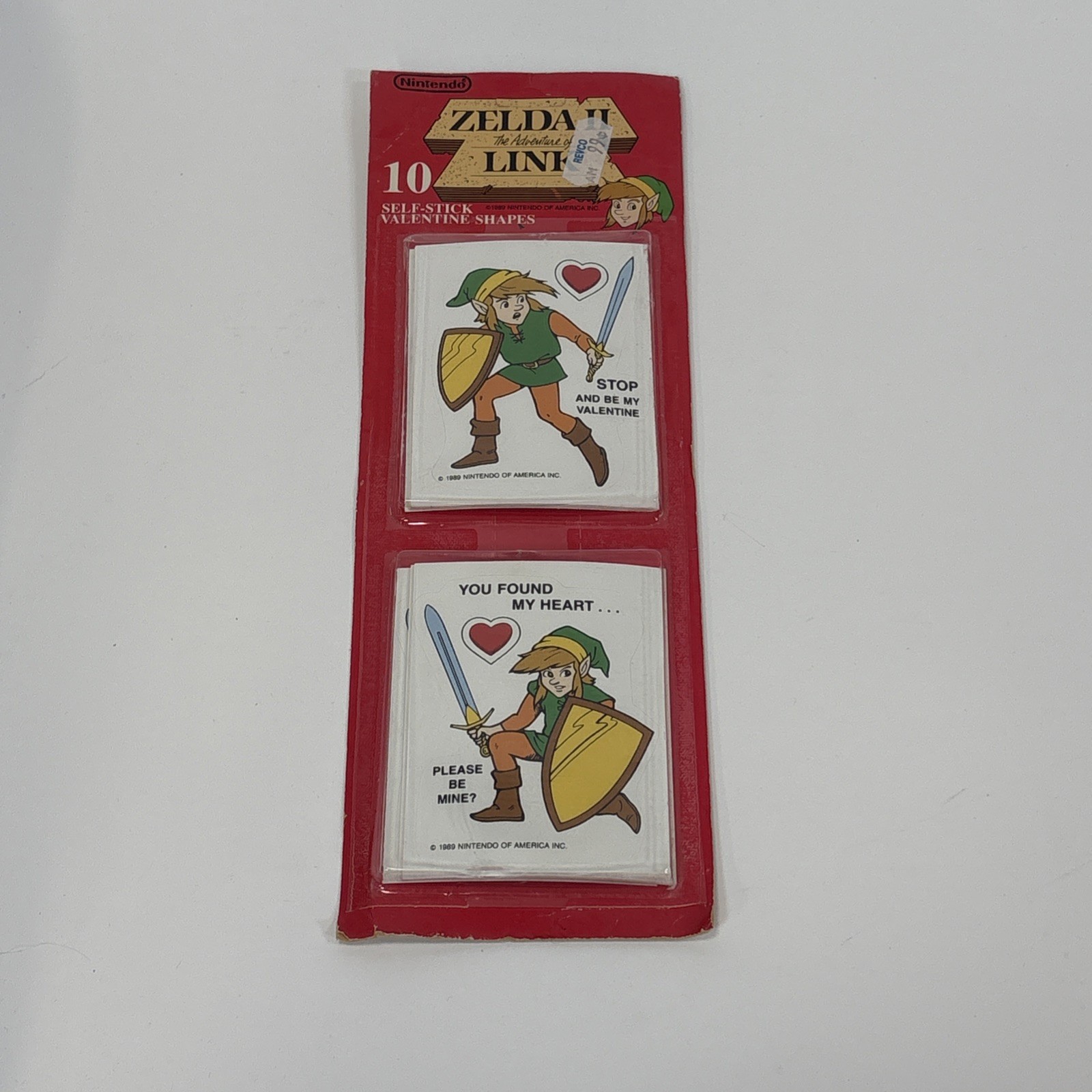 Rare Vintage 1989 Nintendo Zelda II Valentines Set Of 10 Unpunched Stickers Seal