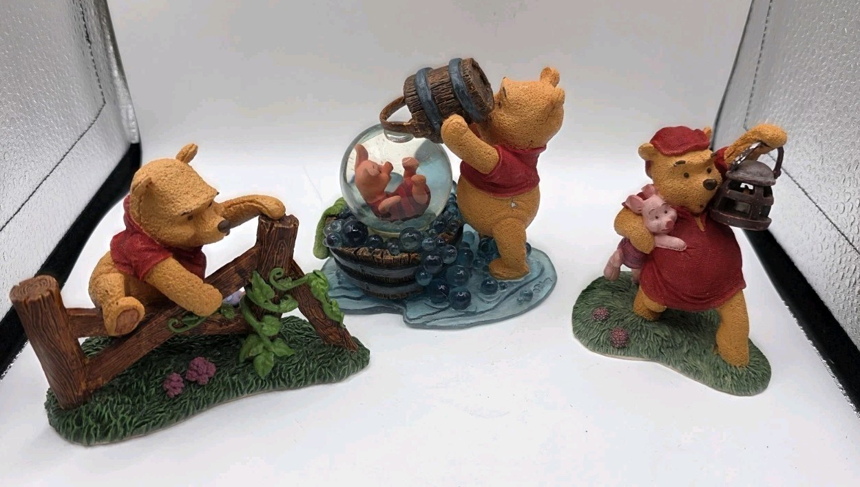Disney Simply Pooh Lot of 3 Figurines, Small Steps  Splashy Times Much Braver