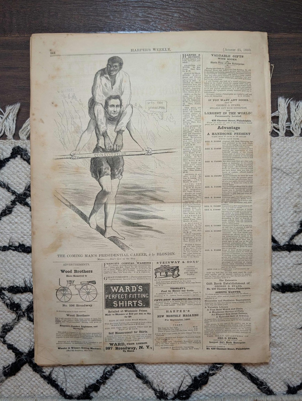 1860 Beardless Lincoln Political Cartoon, Prince of Wales, Garibaldi — Aug 25