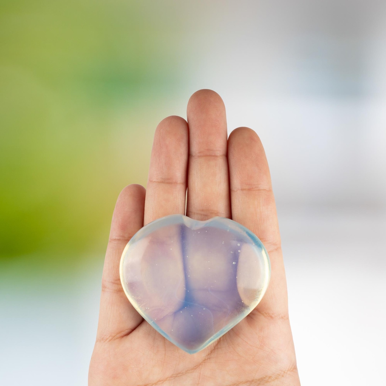 Opalite Heart Shape Crystal Palm Stone, Polished Stone, Spiritual Gift