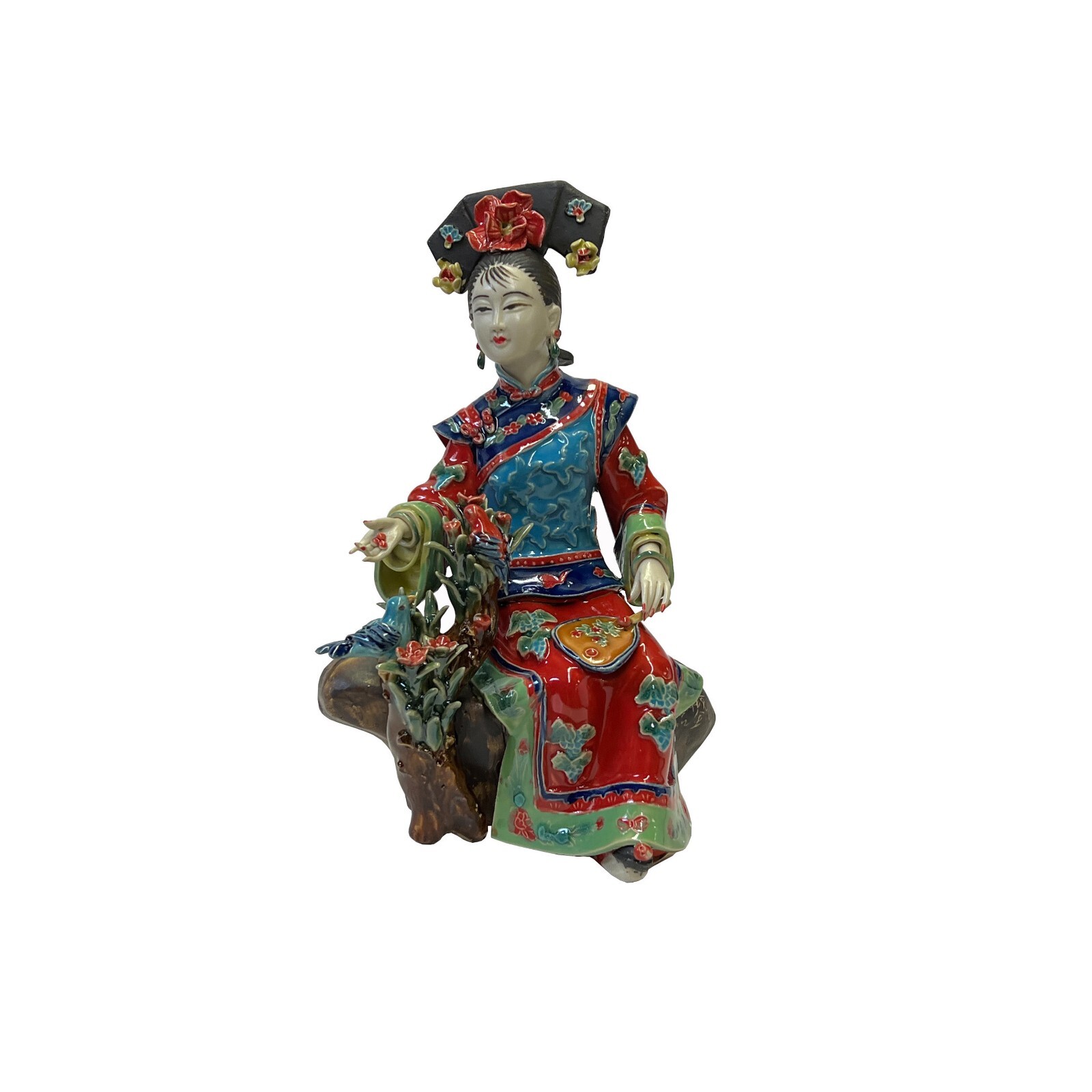 Chinese Oriental Porcelain Qing Style Dressing Hat Lady Figure ws3090