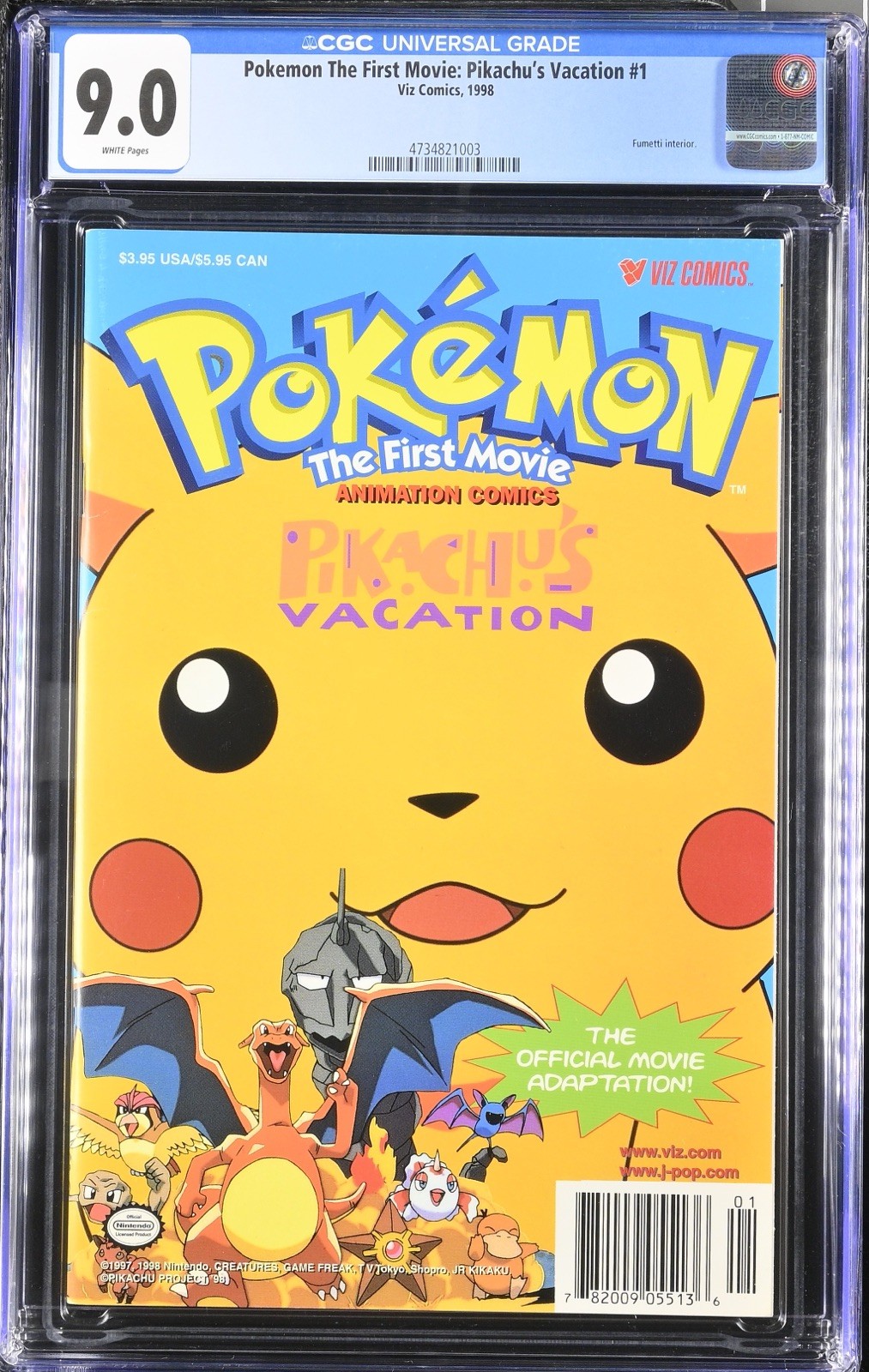 Pokemon The First Movie Animation Pikachu\'s Vacation Viz Comics 1998 CGC 9.0 Pokemon The First Movie Animation Pikachu\'s Vacation Viz Comics 1998 CGC 9.0