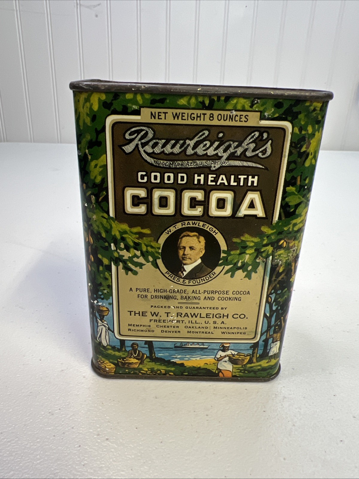 Antique 1920's Rawleigh's Good Health Cocoa Tin Full Color Hard to Find 8 Oz Antique 1920's Rawleigh's Good Health Cocoa Tin Full Color Hard to Find 8 Oz