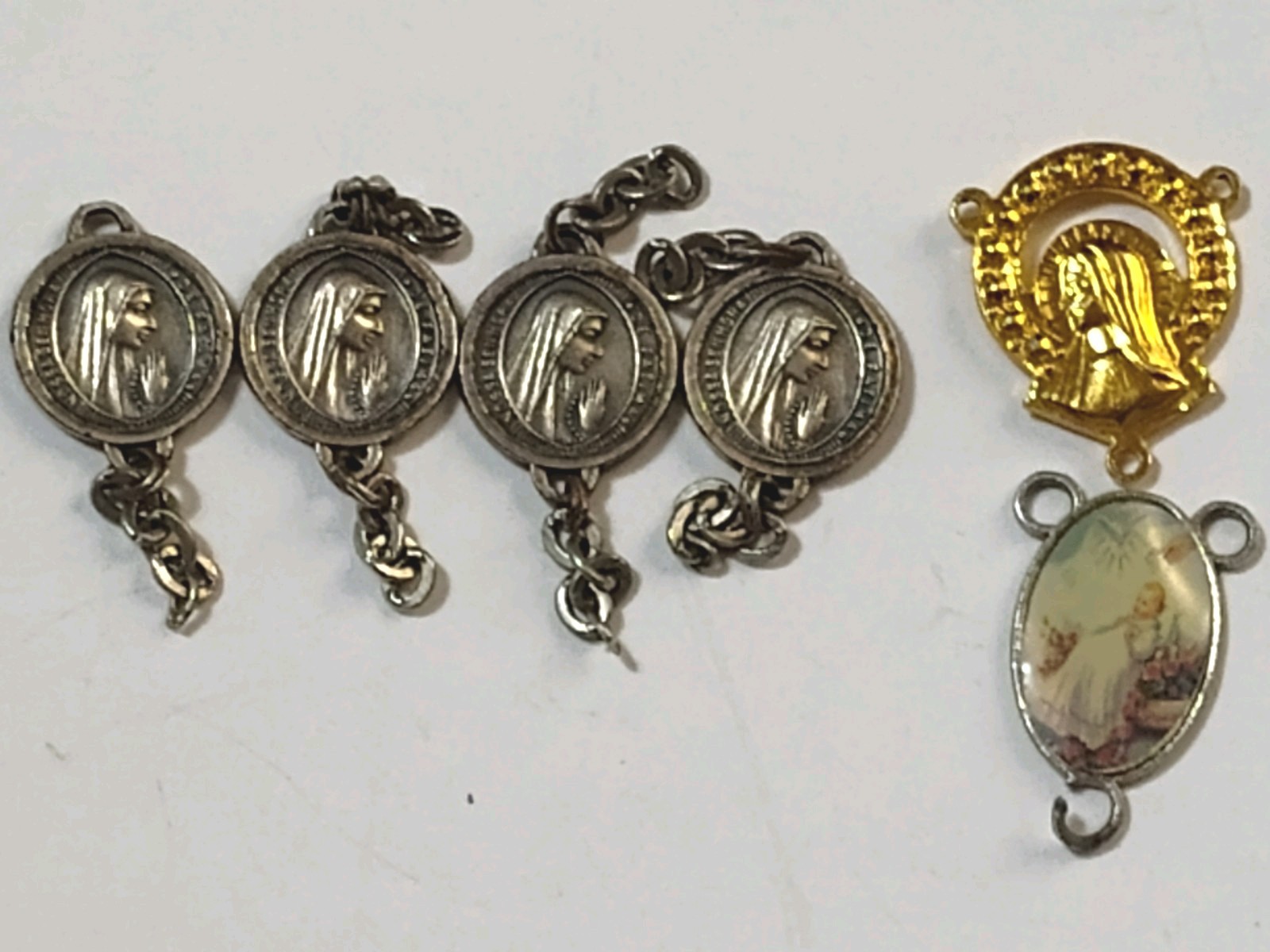 Vintage Silver & Gold Tone Religious Pendant Charm Lot Cross Rosary Vintage Silver & Gold Tone Religious Pendant Charm Lot Cross Rosary