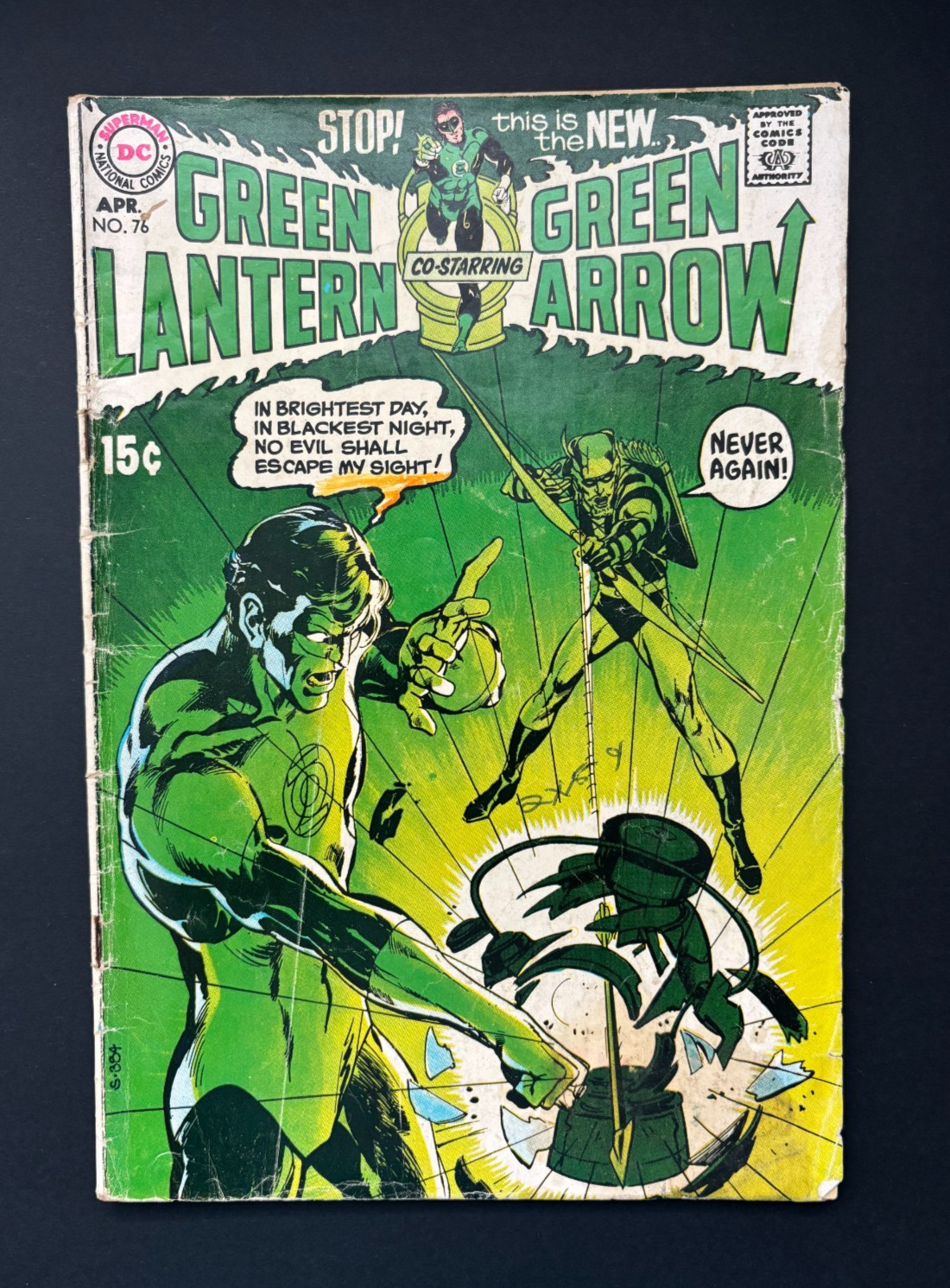 GREEN LANTERN #76 1st GREEN ARROW IN TITLE KEY CLASSIC NEAL ADAMS DC 1970 BRONZE