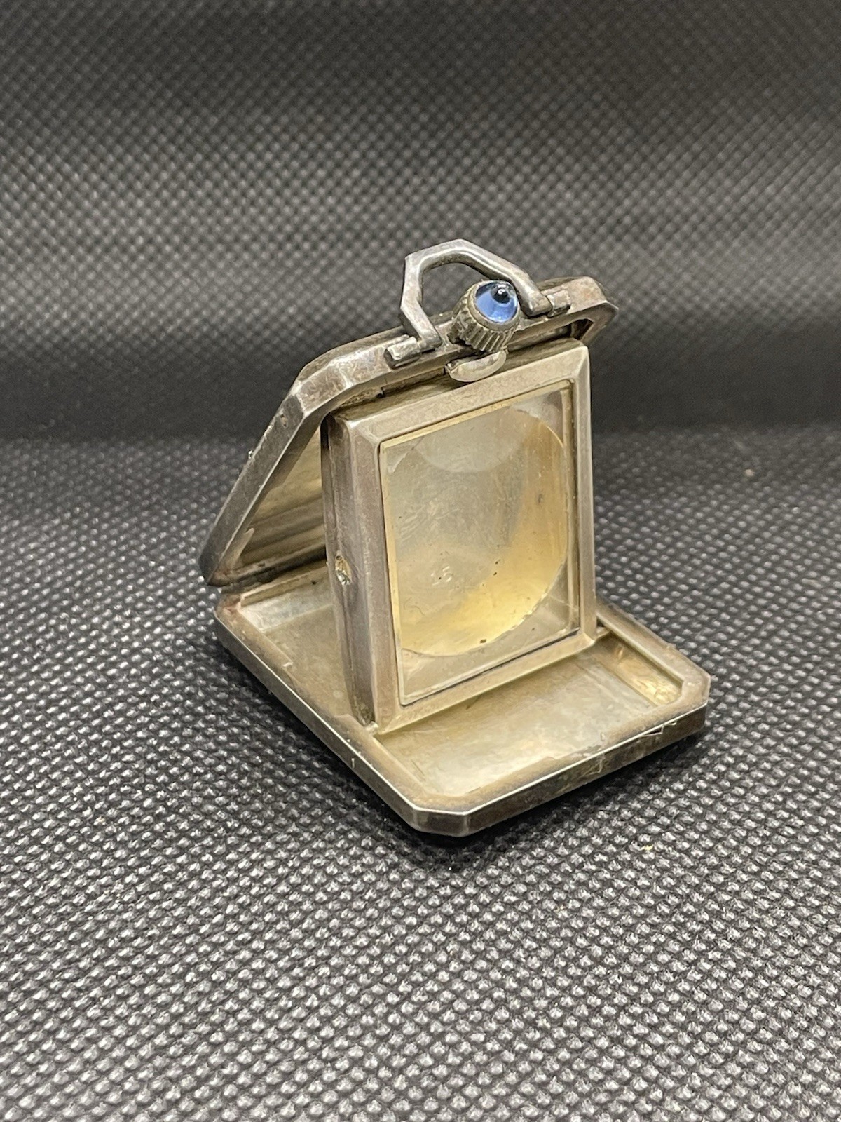 ANTIQUE ART DECO HALLMARKED STERLING SILVER PURSE TRAVEL CLOCK FOB CASE ONLY