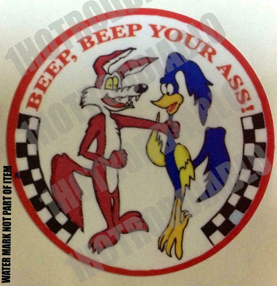 ROADRUNNER BEEP BEEP HOT ROD  RAT FINK BIKER MOTORCYCLES TOOLS STICKER  4  in.