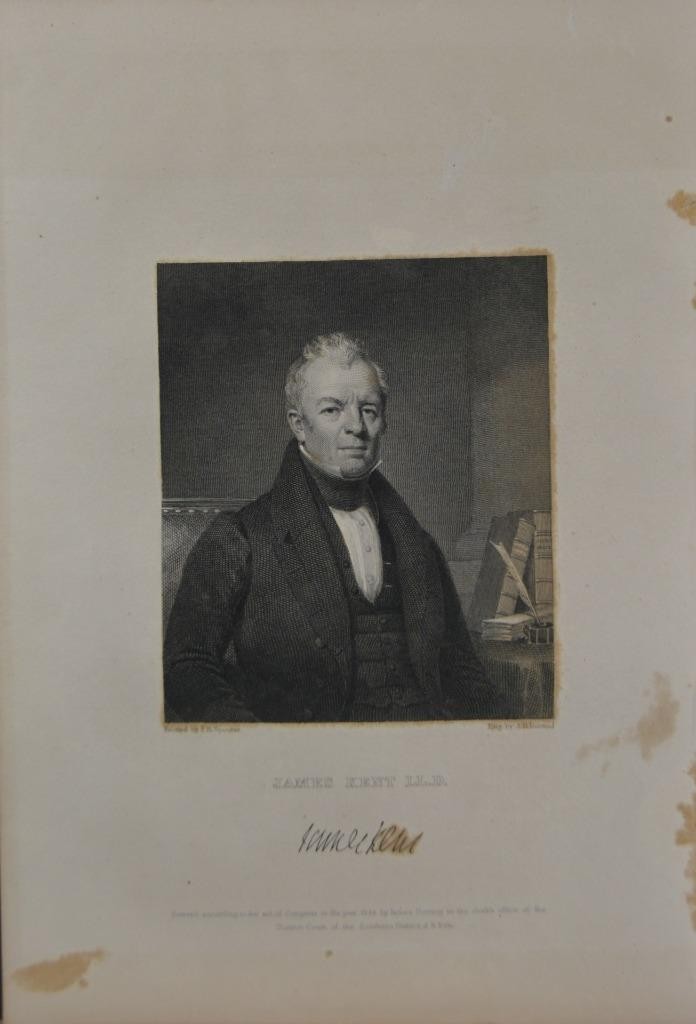 Antique Art American Legal Scholar James Kent Original 1834 Engraving History