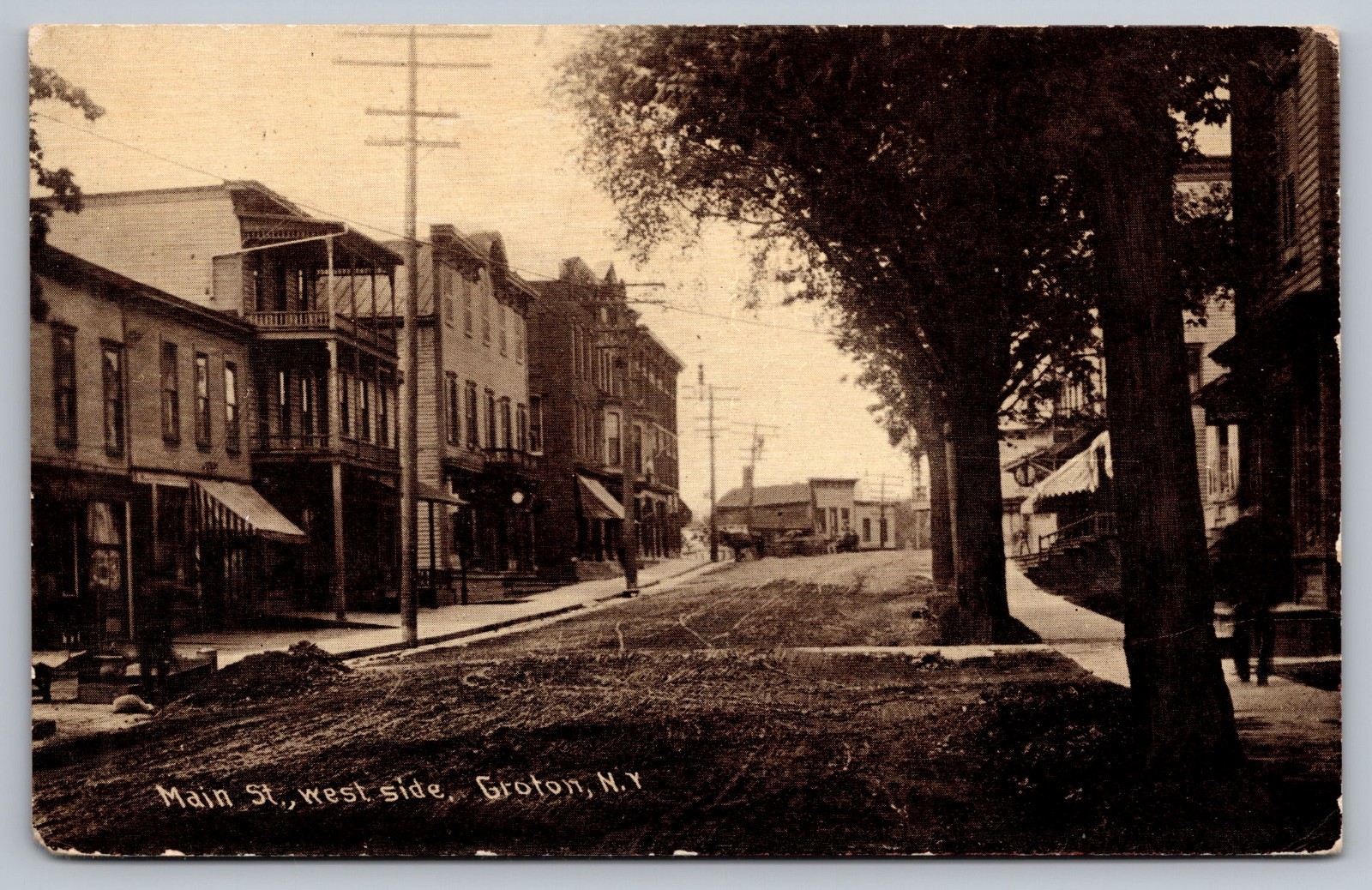 Groton NY, Main Street West Side c1910 Tompkins County, New York RPPC Postcard Groton NY, Main Street West Side c1910 Tompkins County, New York RPPC Postcard
