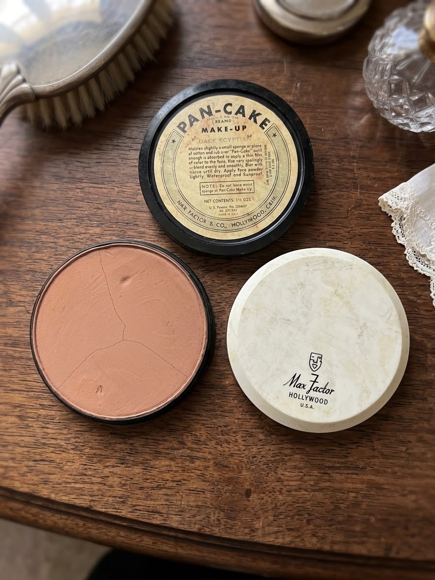 ⁠Vintage 1940s Max Factor Hollywood Pan-Cake Dark Egyptian Prop Museum Quality⁠