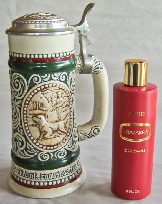 1978 Avon HUNTING & FISHING Lidded Ceramic Stein + 8 oz Trazarra Cologne -No Box