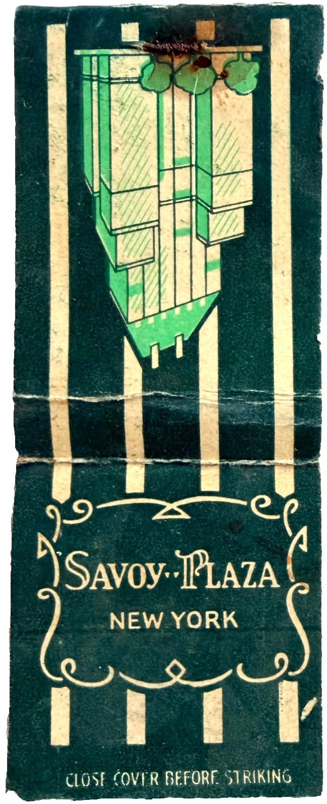 1930s The Savoy Plaza Hotel NYC Matchbook Vintage New York City Ephemera