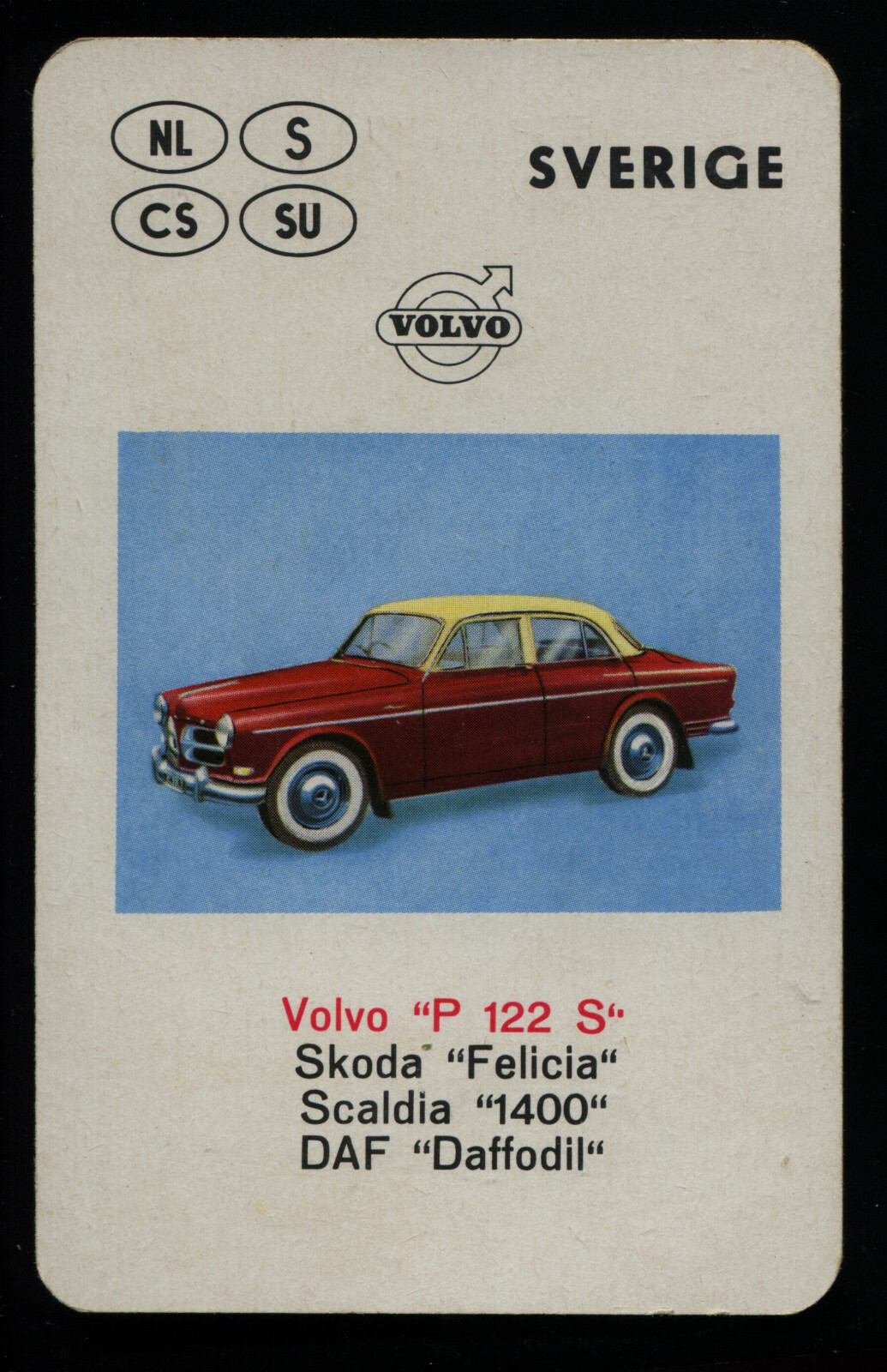 Volvo P 122 S Kwartet card/Quartet card/Spielkarte Trading Card
