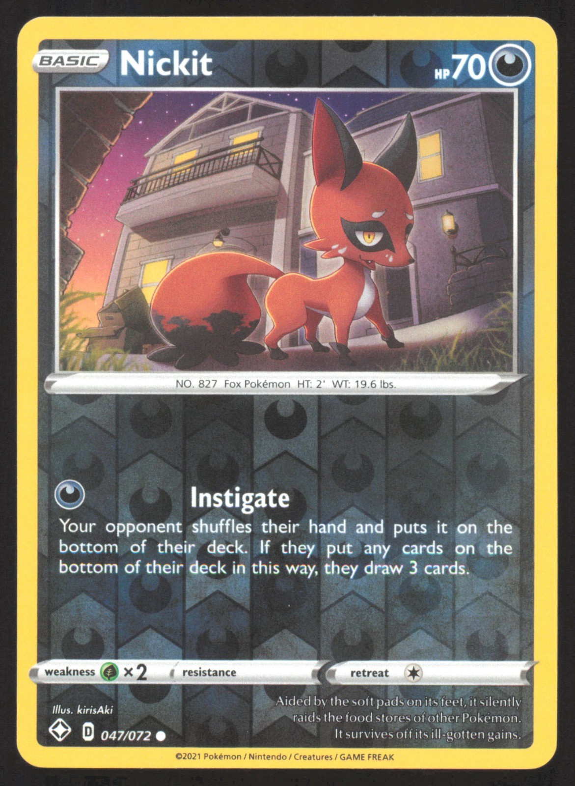 Nickit Reverse Holo Common Shining Fates 047/072 NM kirisAki