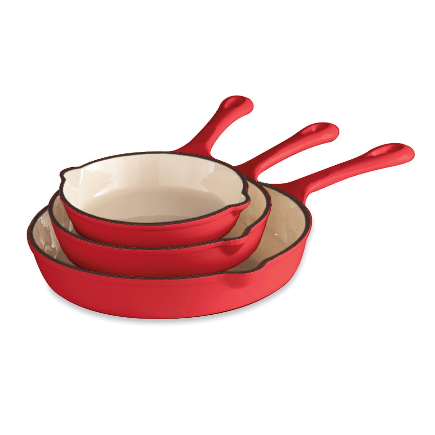 3 Piece Enameled Cast Iron Skillet Set - 