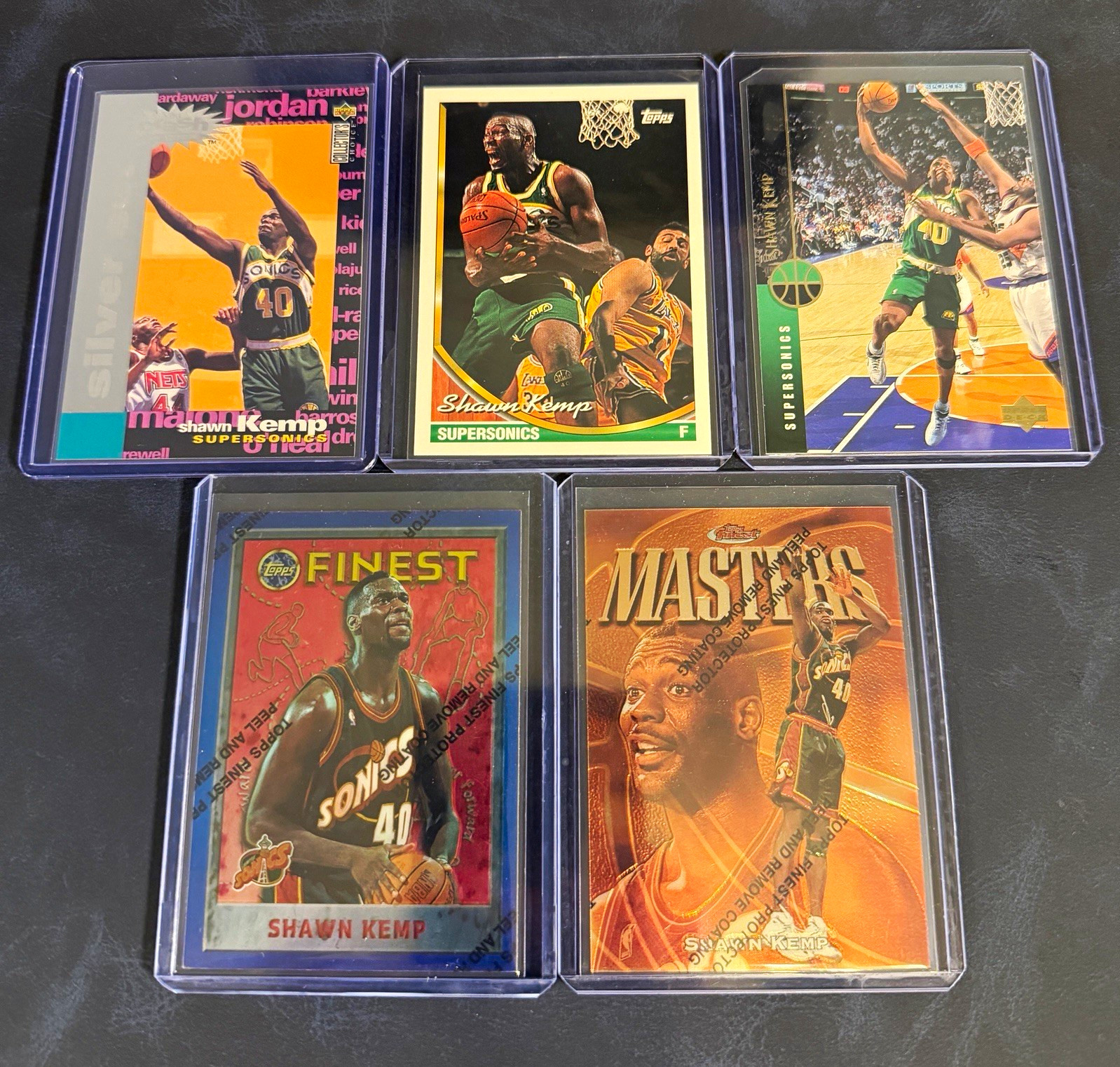 1990’s Shawn Kemp Basketball Card Lot (5) Topps Finest/Masters Silver Set