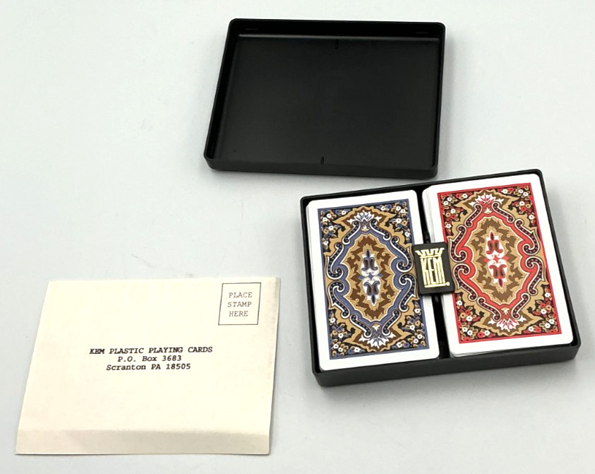 Vintage KEM Plastic Playing Cards Double Deck Set w/ Original Case Vintage KEM Plastic Playing Cards Double Deck Set w/ Original Case