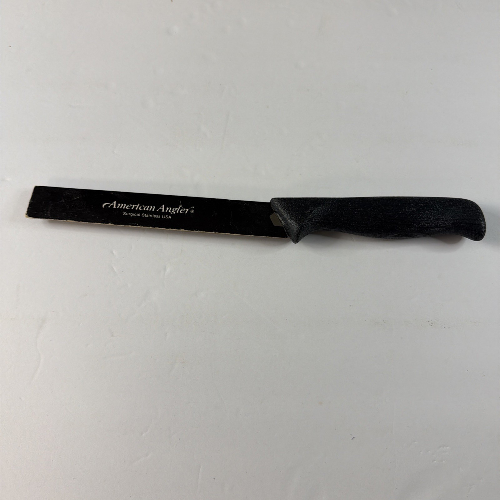 Vintage American Angler Fillet Knife Black Handle Surgical Stainless Steel