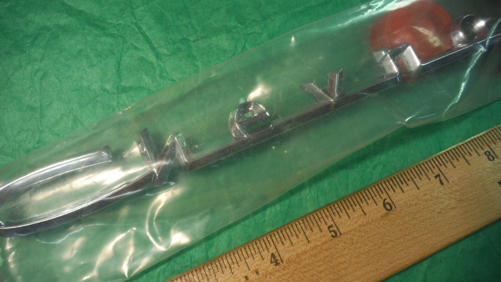 BL49 Chevrolet Fender Fin Emblem Vntge Script 1957 150/210 DANCHUCK REPRODUCTION